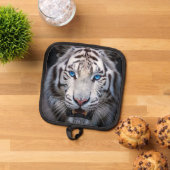 青い目を持つ白い虎 鍋敷き (トップダウン)