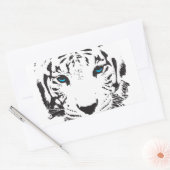 青い目を持つ白い虎 長方形シール (封筒)