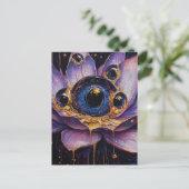 青い目を持つ紫色の非現実的な花 ポストカード (スタンド正面)