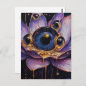 青い目を持つ紫色の非現実的な花 ポストカード (正面/裏面)