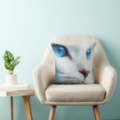 青い目を持つ縦白猫 クッション (椅子)