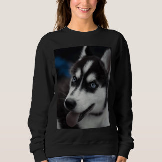 青い目を持つ美しいシベリアのハスキー スウェットシャツ