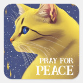 青い目を持つ美しい黄色い猫 – ウクライナ スクエアシール (正面)