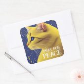 青い目を持つ美しい黄色い猫 – ウクライナ スクエアシール (封筒)