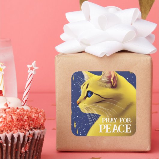 青い目を持つ美しい黄色い猫 – ウクライナ スクエアシール (パーティー)