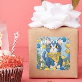 青い目を持つ美しい黄色い猫 – ウクライナ スクエアシール