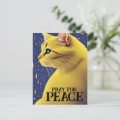 青い目を持つ美しい黄色い猫 – ウクライナ ポストカード (スタンド正面)