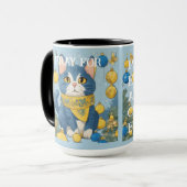 青い目を持つ美しい黄色い猫 – ウクライナ マグカップ (正面左)