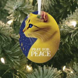 青い目を持つ美しい黄色い猫 – ウクライナ メタルオーナメント