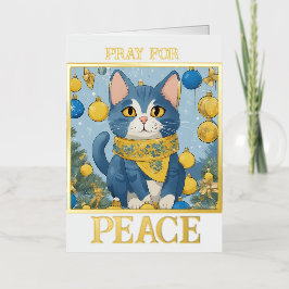 青い目を持つ美しい黄色い猫 – ウクライナ 箔グリーティングカード