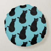 青い目を持つ黒猫 ラウンドクッション (裏面)