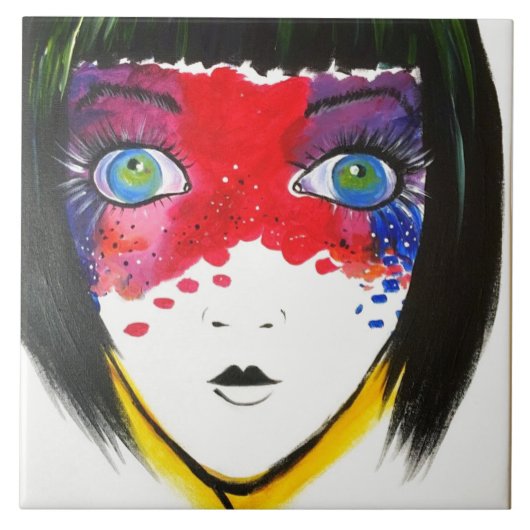 青い目セラミックタイルの女の子 タイル (正面)