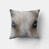 青い目ハスキーな犬の写真の装飾用クッション クッション (裏面)