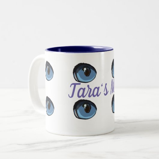 青い目パーソナライズされた ツートーンマグカップ (正面左)