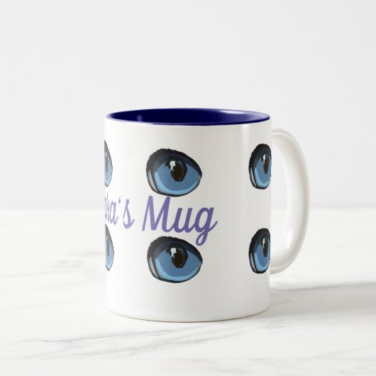 青い目パーソナライズされた ツートーンマグカップ (正面右)