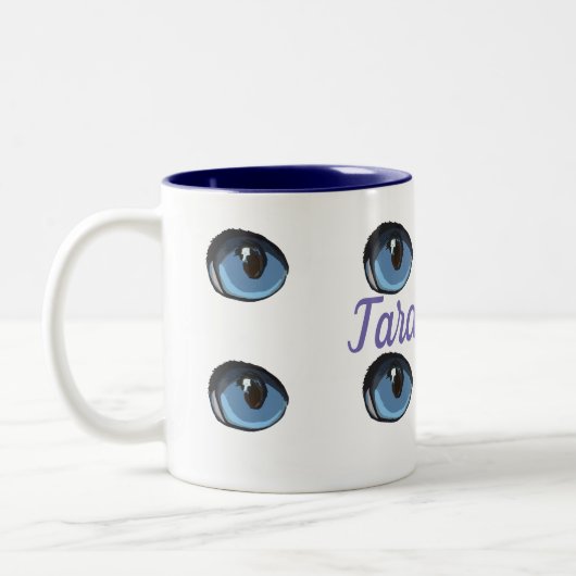 青い目パーソナライズされた ツートーンマグカップ (左)