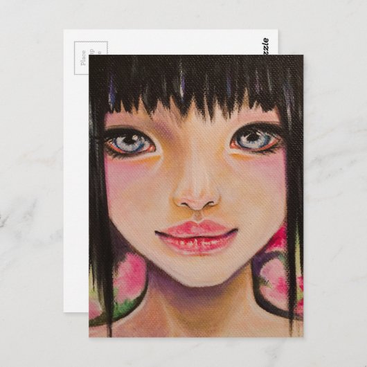 青い目日本のをした少女 ポストカード (正面/裏面)