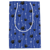 青い目盛りキャップとリボン ミディアムペーパーバッグ (正面)