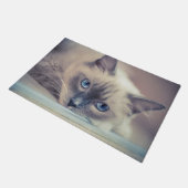 青い目素晴らしのラグドール猫 ドアマット (アングル)