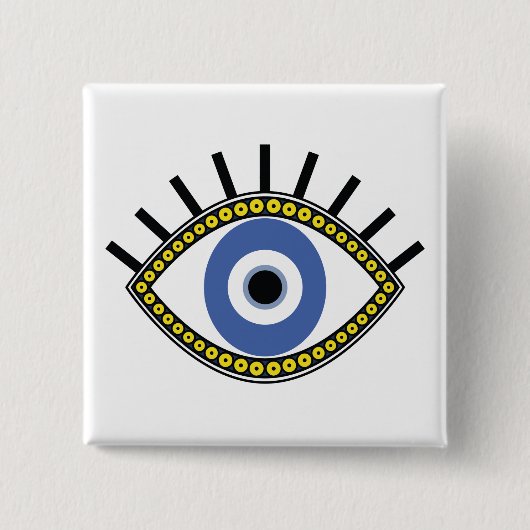 青い目、幸運、悪い目からの保護 缶バッジ (正面)