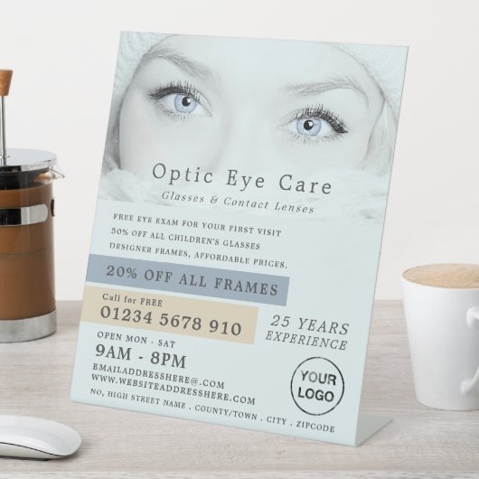 青い目、optician、技術者 台座サイン (インサイチュ)