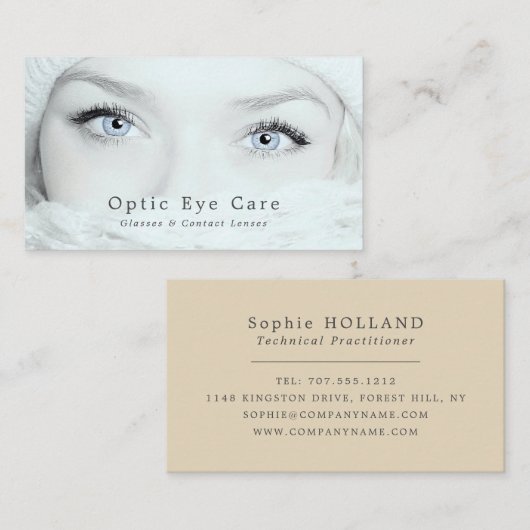 青い目、optician、技術者 名刺 (正面/裏面)