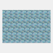 青い真珠魚のパタはかりで測ーン ラッピングペーパーシート (正面3)