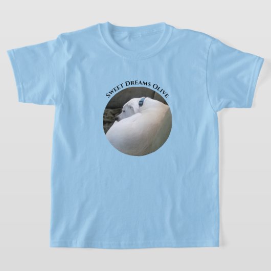 青い眠っているかわいい子犬の写真 Tシャツ (レイダウン)