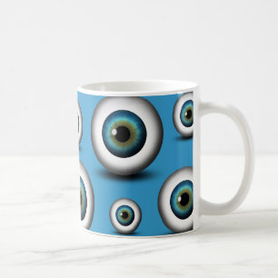 青い眼球のアイリス目のおもしろいのカッコいいのカスタムのマグ コーヒーマグカップ