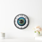 青い眼球のアイリス目のカスタムな中型の円形の時計 ラウンド壁時計 (ホーム)