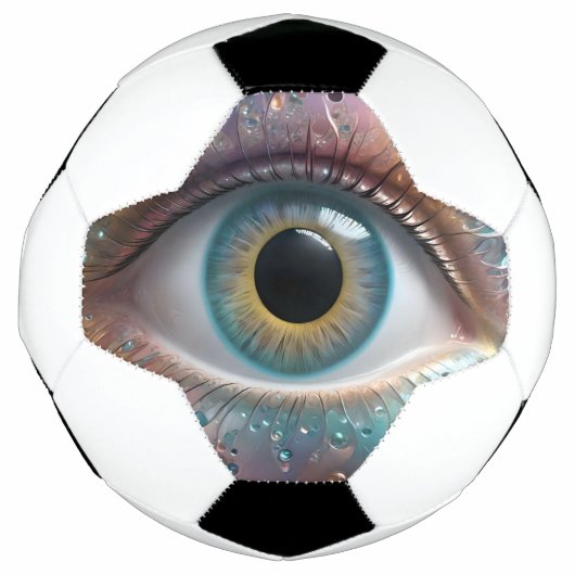 青い眼球フラクタル・アート サッカーボール (正面)