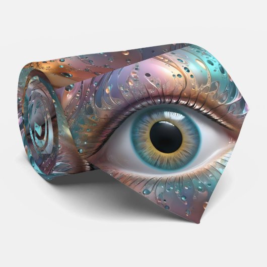 青い眼球フラクタル・アート ネクタイ (ロール)