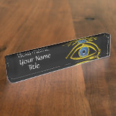 青い眼科医、黒い眼科医の眼の記号 デスクネームプレート (側面)