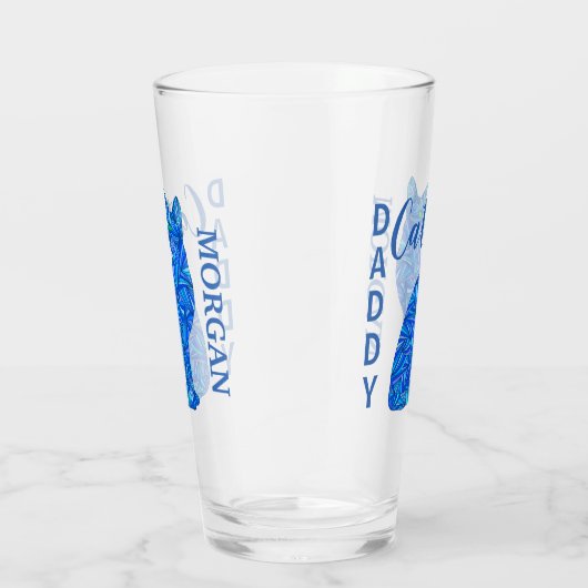 青い着席猫のユーモアパーソナライズな猫のお父さん タンブラーグラス (右)