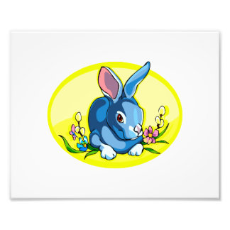 青い着座うさぎ花yellow oval.png フォトプリント           