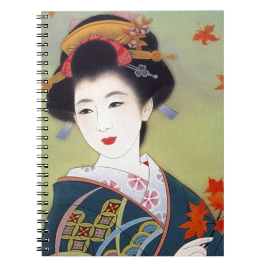 青い着物の日本のな女性 ノートブック (正面)