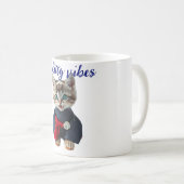 😻 青い着物を着たかわいい猫 - 日本風の芸術 コーヒーマグカップ (正面右)