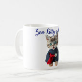 😻 青い着物を着たかわいい猫 - 日本風の芸術 コーヒーマグカップ (正面左)