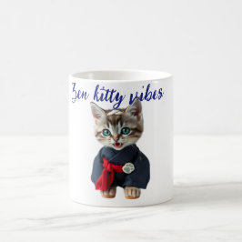 😻 青い着物を着たかわいい猫 - 日本風の芸術 コーヒーマグカップ
