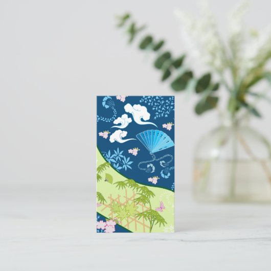 青い着物 名刺 (スタンド正面)