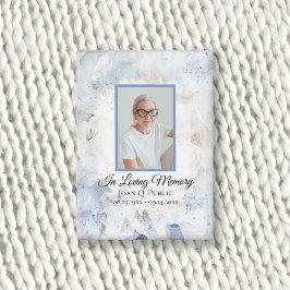 青い着色カーネーション水彩葬儀メモリアル 缶バッジ