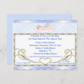 青い睡眠の天使のベビーシャワー招待状 招待状 (正面/裏面)