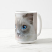 青い瞳のラグドール‎猫 コーヒーマグカップ (正面右)