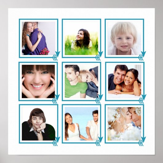 青い矢印で写真をフレームInstagram ポスター (正面)