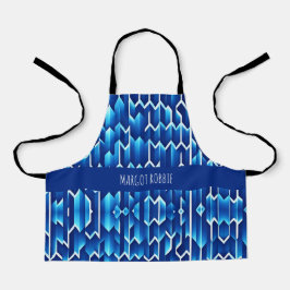 青い矢印と線の幾何学的パターン エプロン