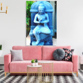 青い石の仏像を包んだキャンバス キャンバスプリント (インサイチュ (リビング))