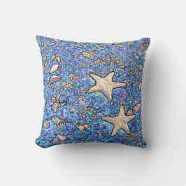 青い砂の枕の抽象的な貝殻 クッション