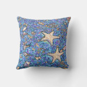 青い砂の枕の抽象的な貝殻 クッション (裏面)