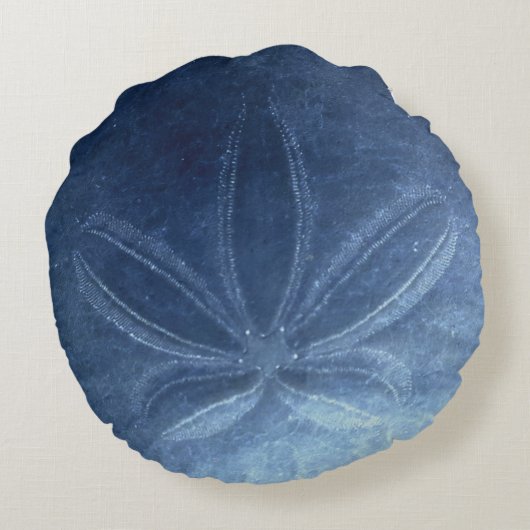 青い砂ドルの円形の枕 ラウンドクッション (裏面)