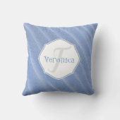 青い砂紋のパーソナライズされた枕 クッション (裏面)